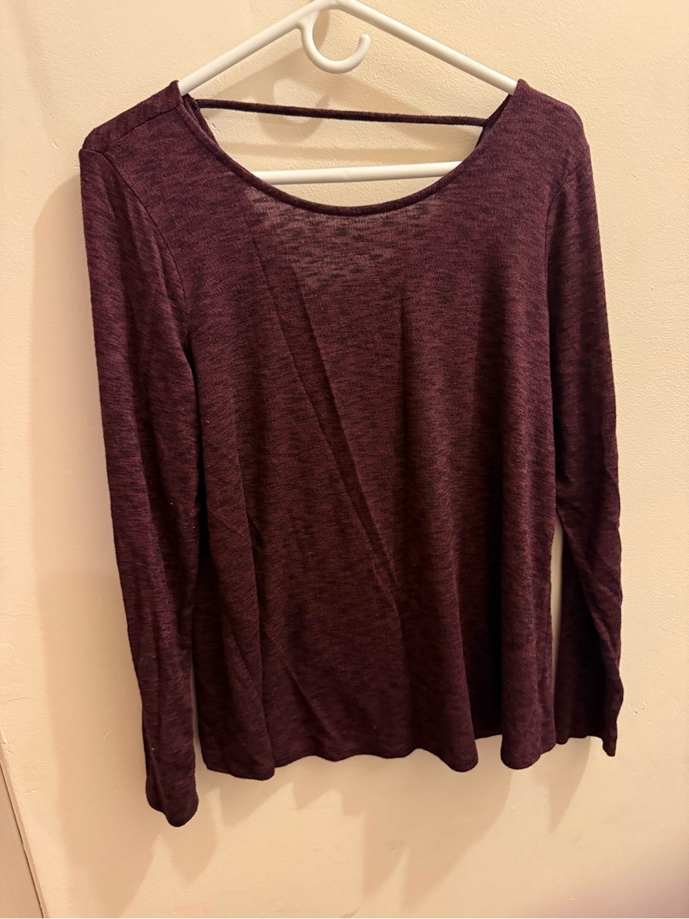 American Eagle Outfitters Long-Sleeve Scoop Neck Top in Dark Plum
